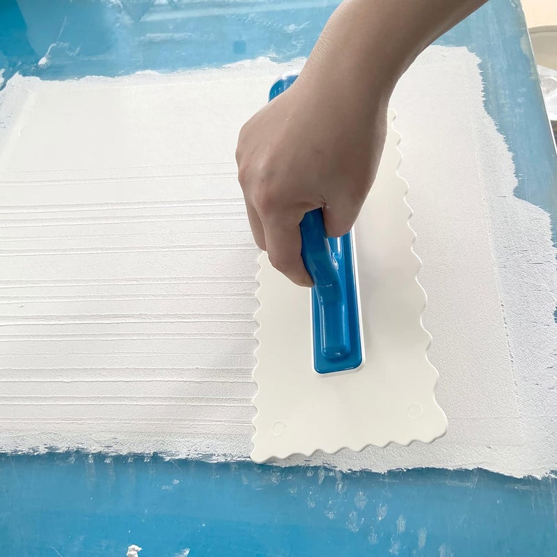 Hanroy Polygon Plastic Trowel with Comfortable Blue Grip Handle, Includes 4.7" x 11'' White Finishing Trowels, Lightweight Mounting, Round End, Suitable for Scrape,Plastering and Paint Walls(D2812AB) - Image 3